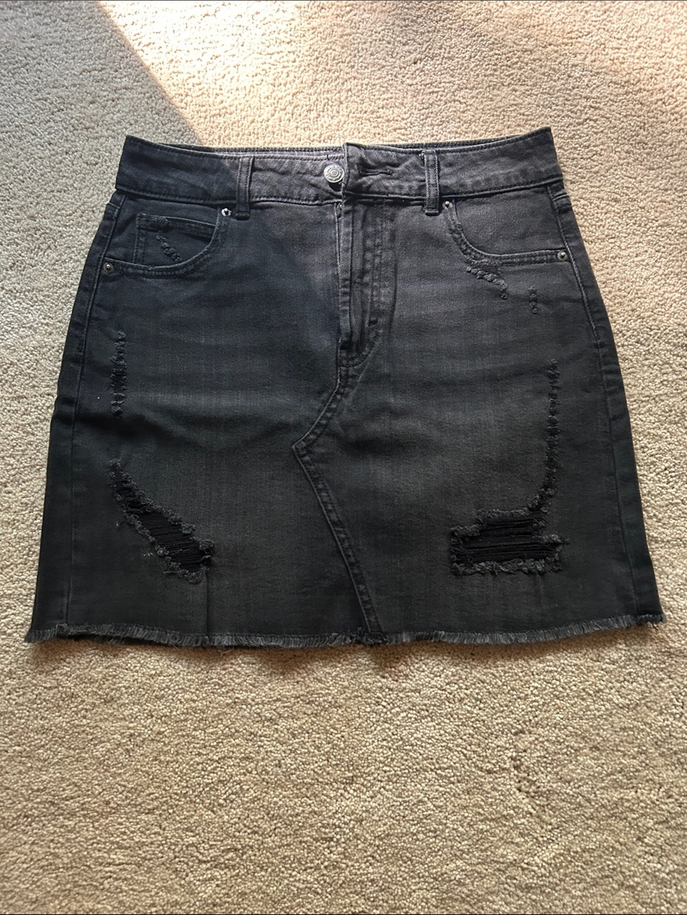 wild fable Black Distressed Denim Mini Skirt